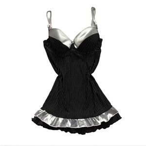 Black and Silver Striped Lingerie Dress